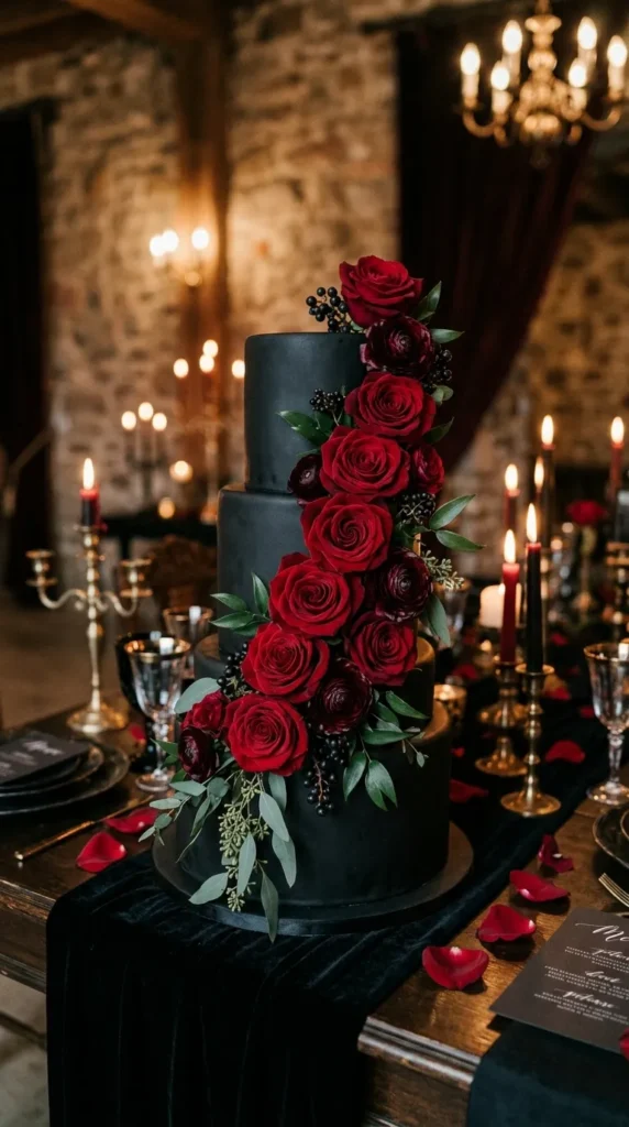 Dramatic Red Rose Statement Cake