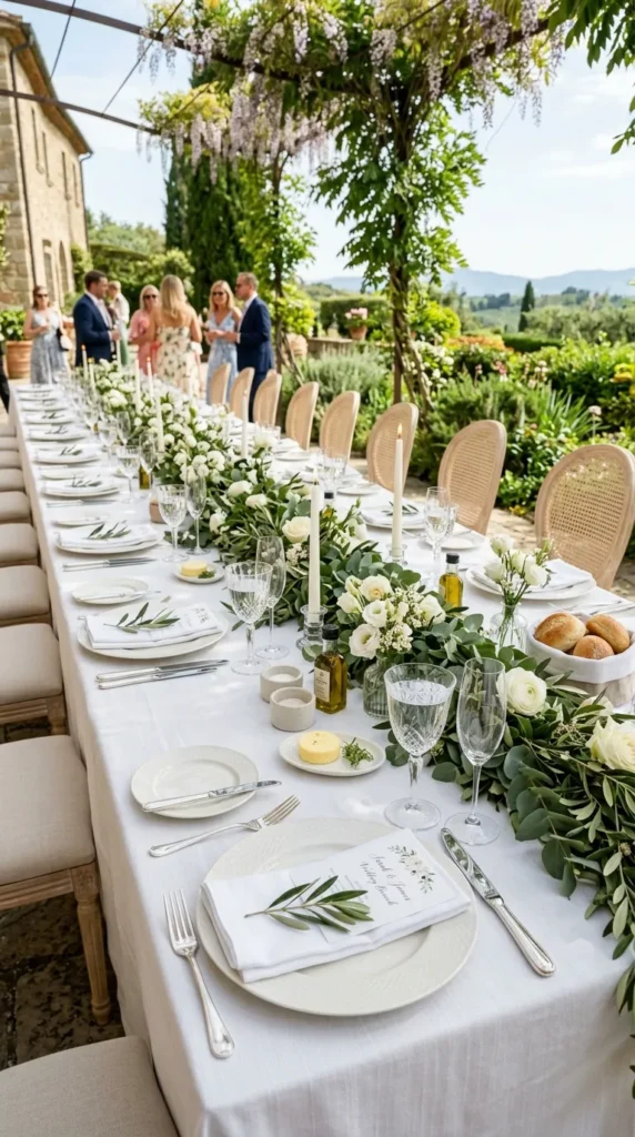 Embrace White Linen and Seasonal Greenery
