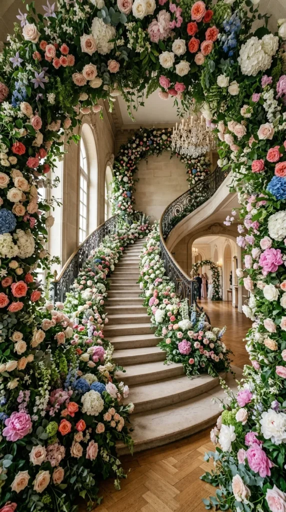Frame the Entire Staircase with Flowers