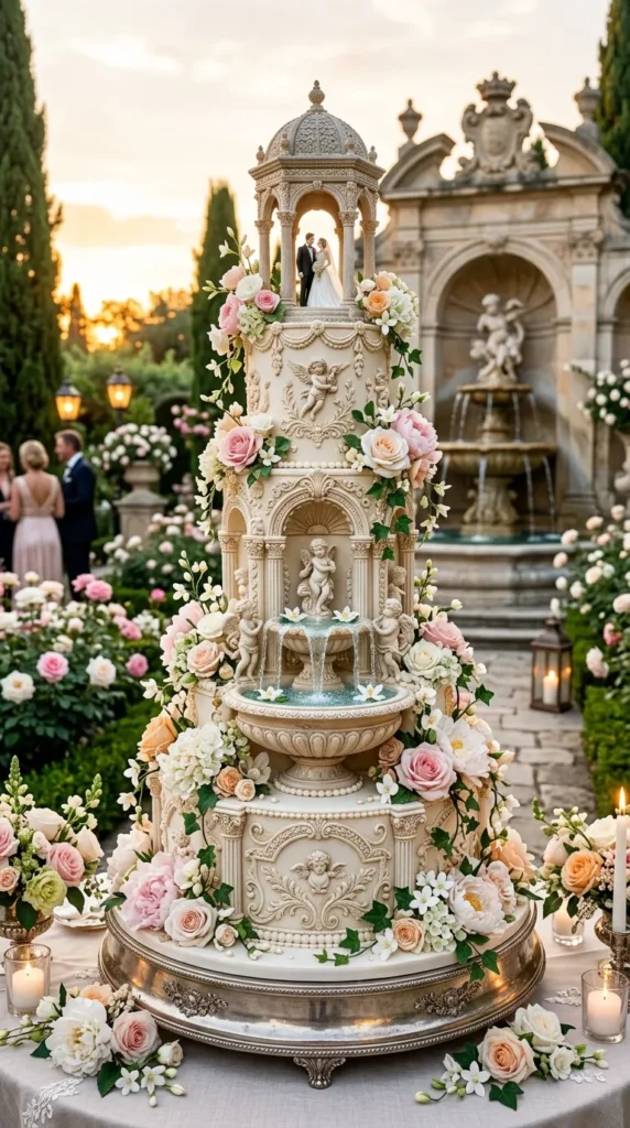 Garden Fountain-Inspired Cake