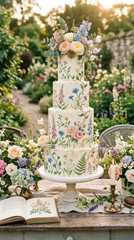 Hand-Painted Wildflower Cake