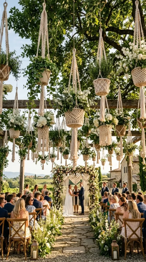 Hang Mini Macramé Planters Throughout the Venue