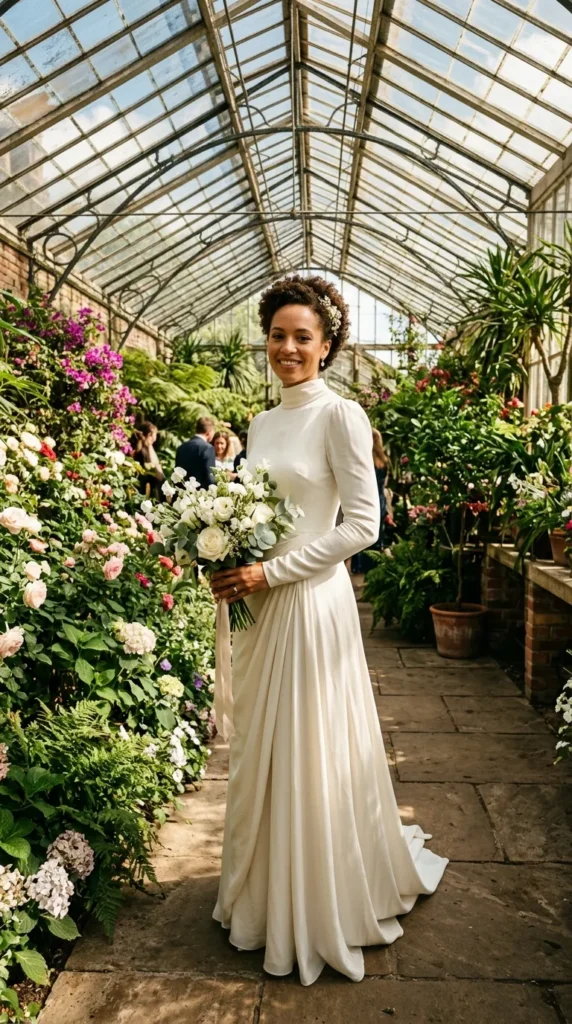 High-Neck Gown with Soft Draping