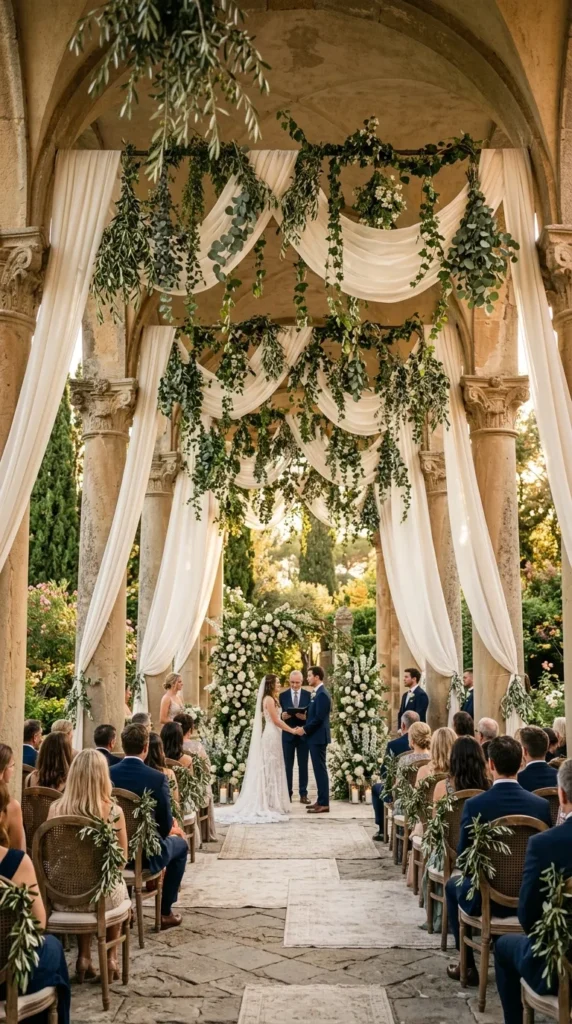 Incorporate Hanging Greenery Between Columns