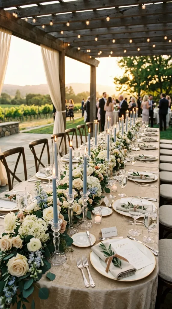 Incorporate Soft Blue Candles and Decorative Accents