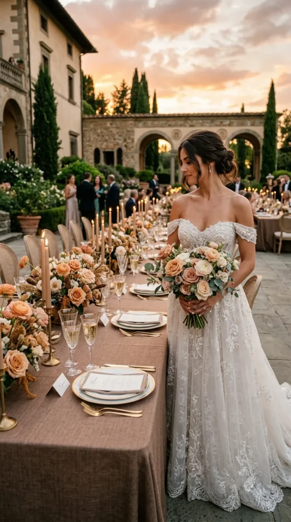 Mocha, Dusty Peach & Antique Gold