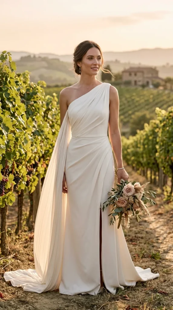 One-Shoulder Draped Gown