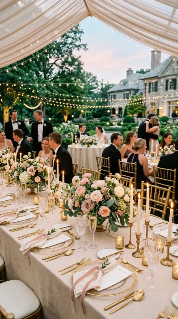 Pair Blush with Warm Champagne Accents