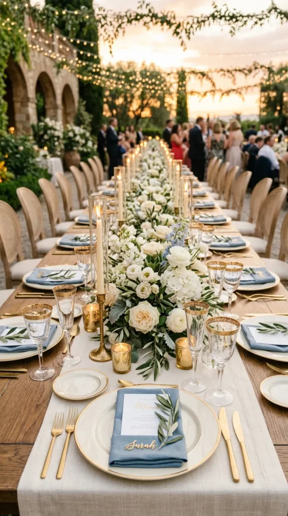 Pair Dusty Blue with Cream and Champagne