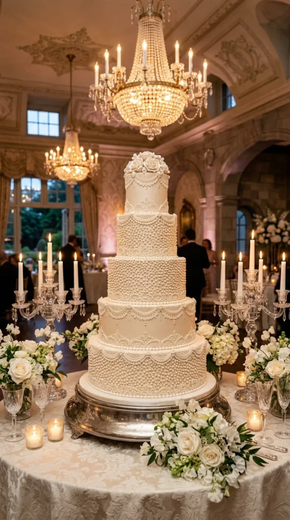 Pearl-Adorned Vintage Cake