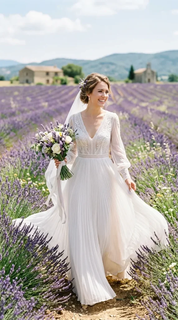 Pleated Chiffon A-Line Dress