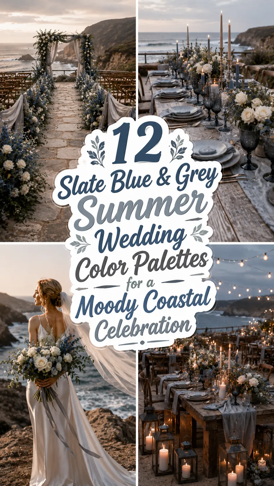 Slate Blue & Grey Summer Wedding Color Palettes for a Moody Coastal Celebration