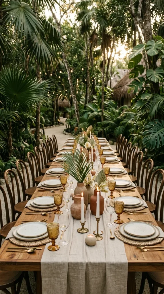 Style Long Wooden Reception Tables