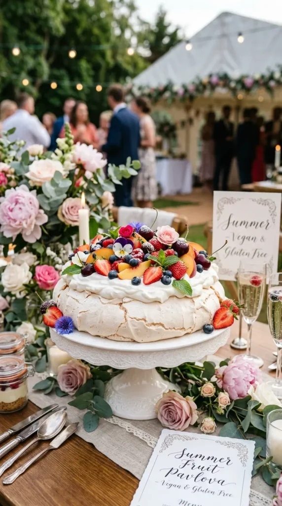 Summer Fruit Pavlova with Plant-Based Cream