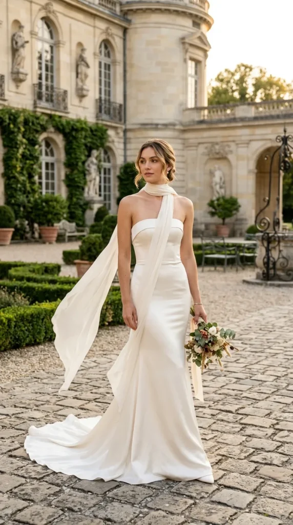 The Neck Scarf with a Strapless Gown