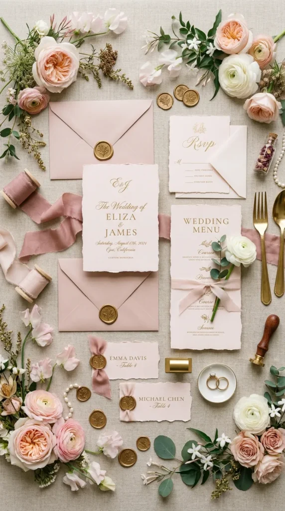 Use Blush Details in Your Stationery