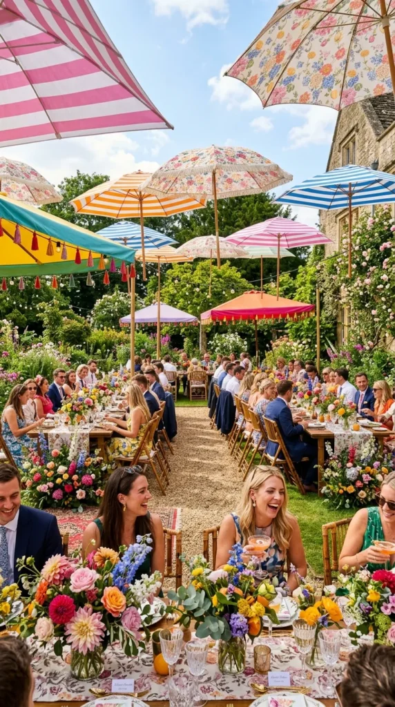 Use Patterned Umbrellas for Outdoor Celebrations