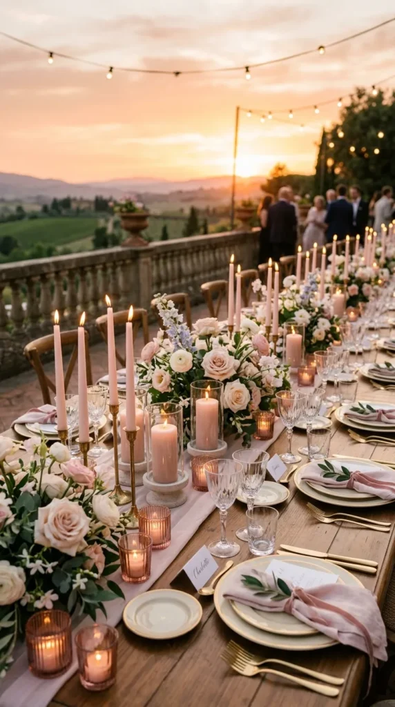 Use Pink Candles Throughout the Reception