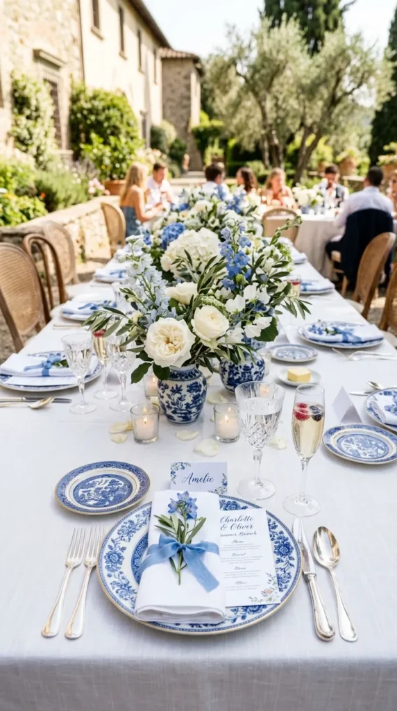 Use Soft Blue and White Tableware