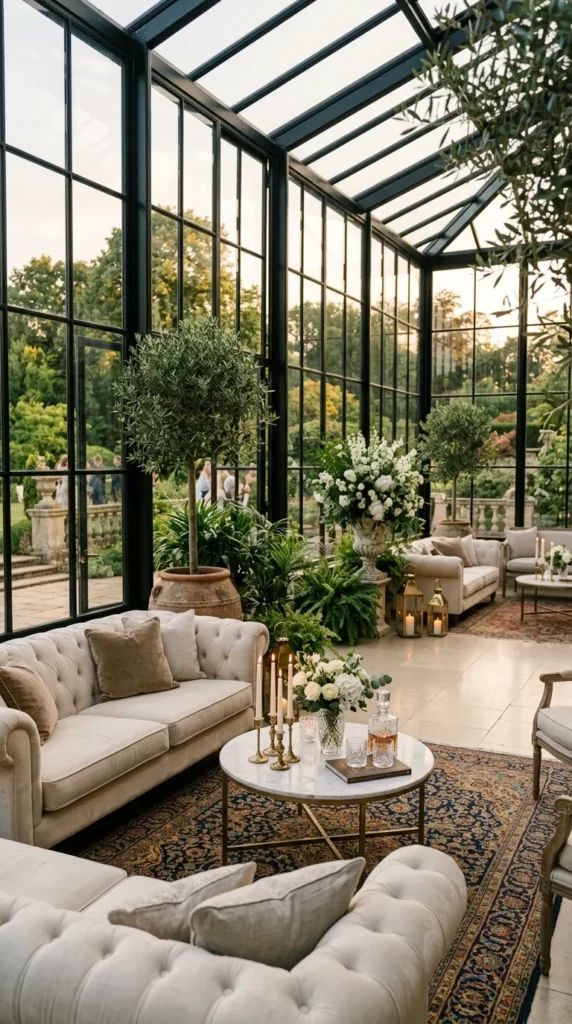 A Garden Lounge Beneath the Glass Roof