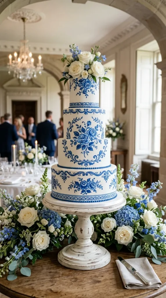 Blue & White Porcelain-Inspired Cake