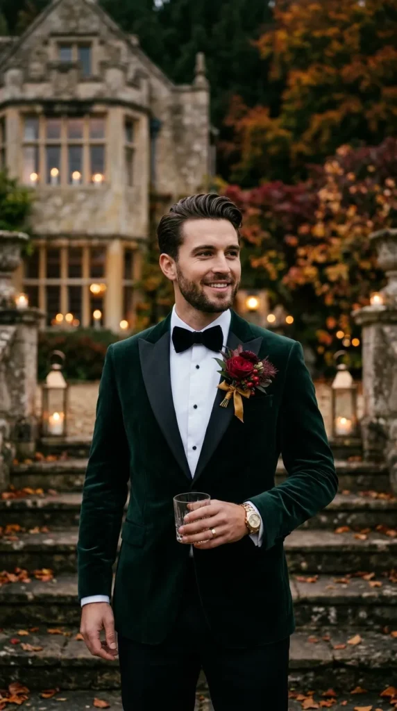 Burgundy & Deep Green Boutonniere