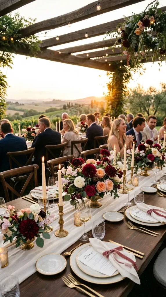 Burgundy, Peach & Antique Gold