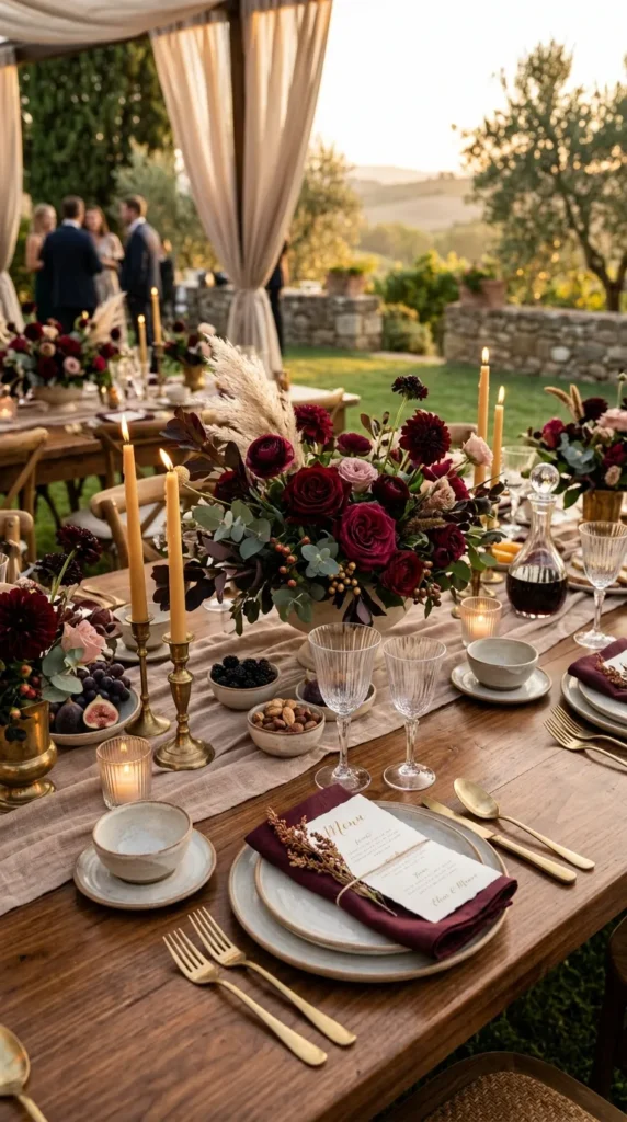 Burgundy, Walnut & Dusty Beige