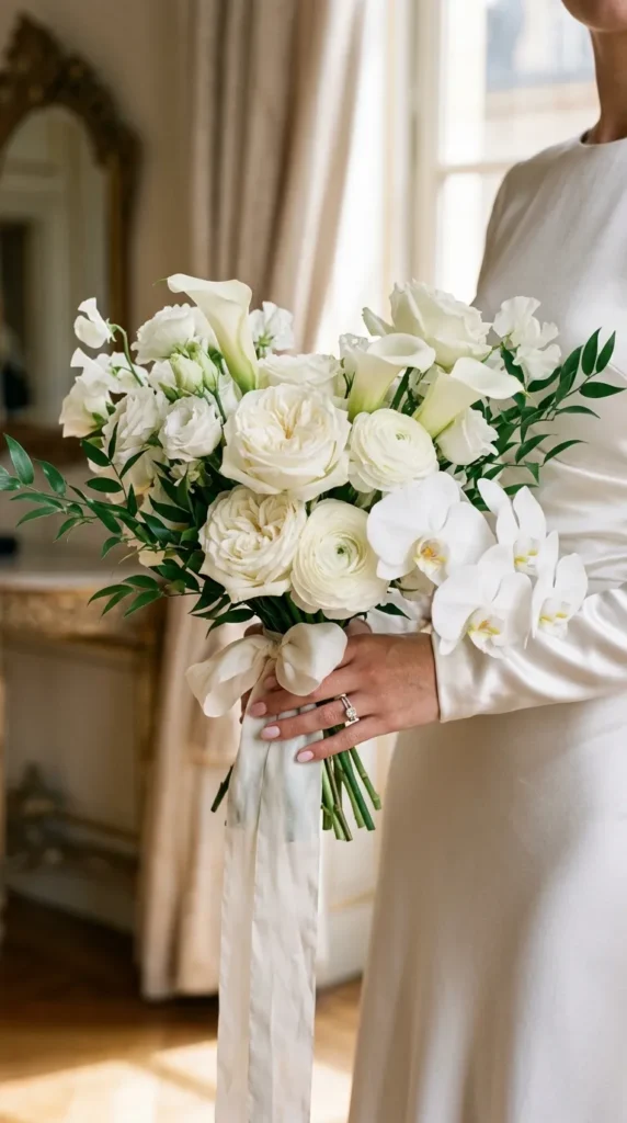 Carry White Bouquets with Textural Florals