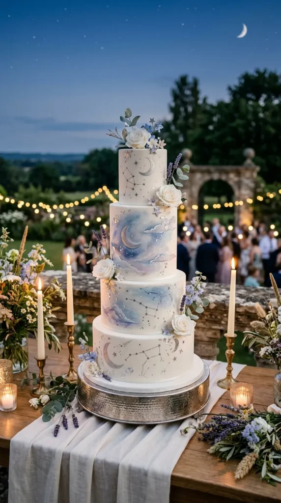 Celestial Watercolor Cake