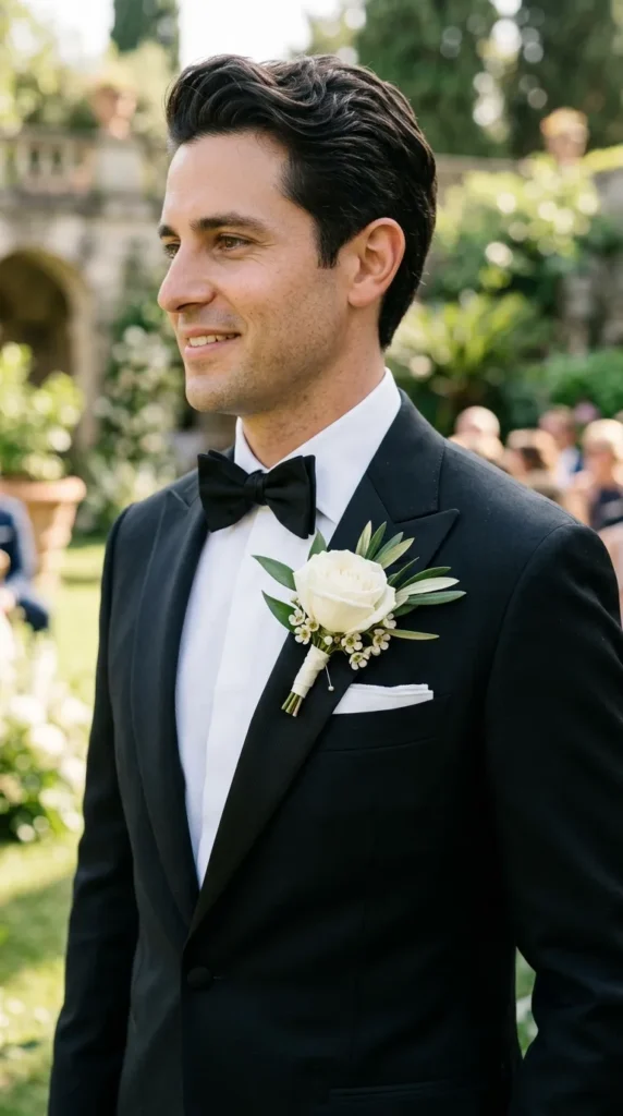 Classic White Rose Boutonniere