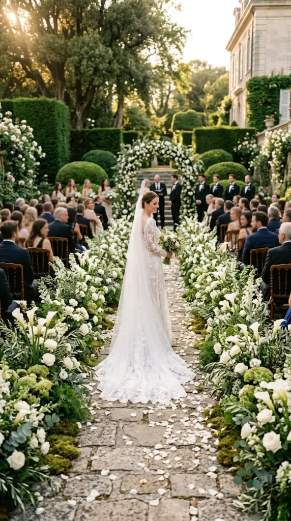 Decorate the Aisle with Elegant Floral Clusters