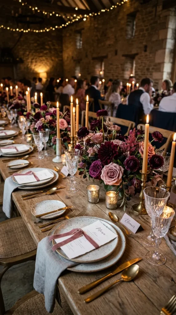 Deep Plum, Stone Grey & Dusty Rose