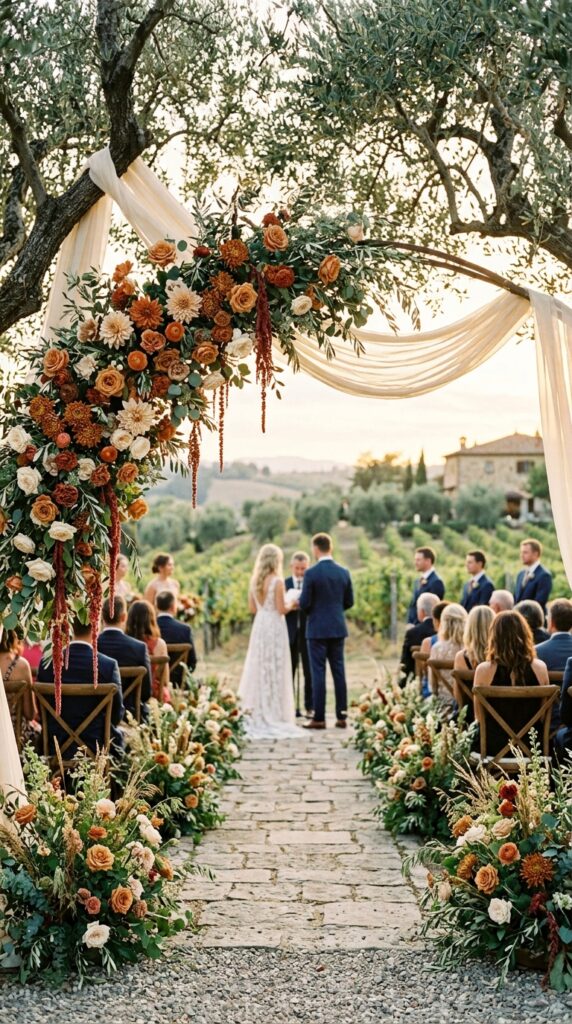 Design a Burnt Orange Floral Ceremony Arch