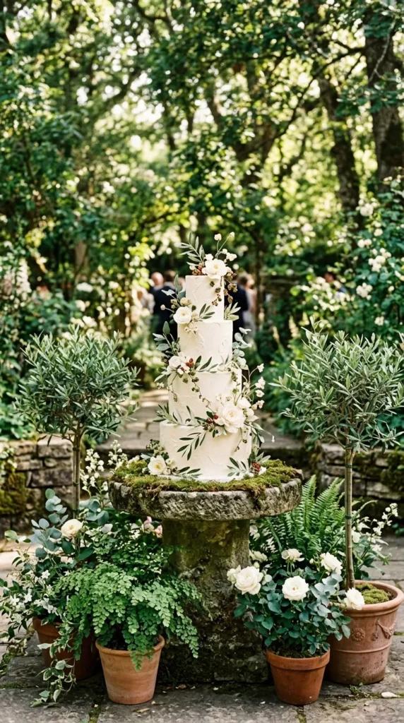 Display the Cake Among Fresh Greenery
