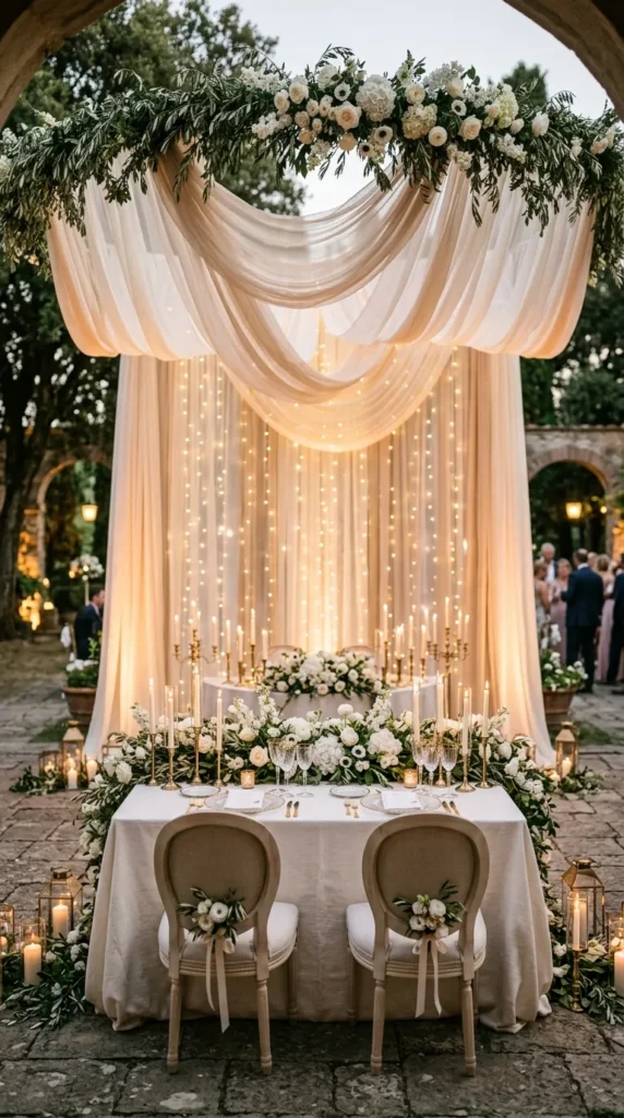 Draped Sweetheart Table Backdrop