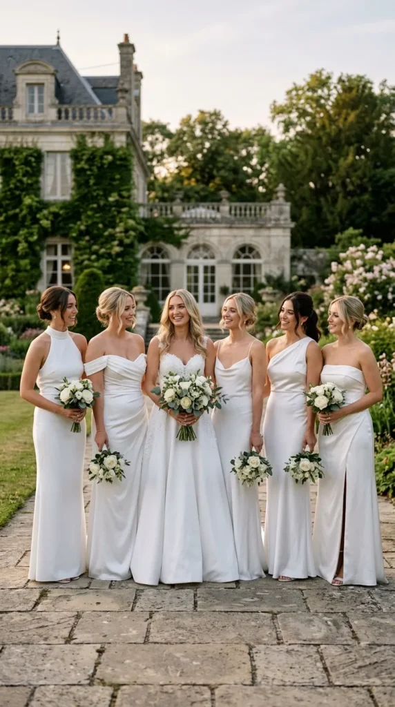 Dress Every Bridesmaid in a Different White Silhouette