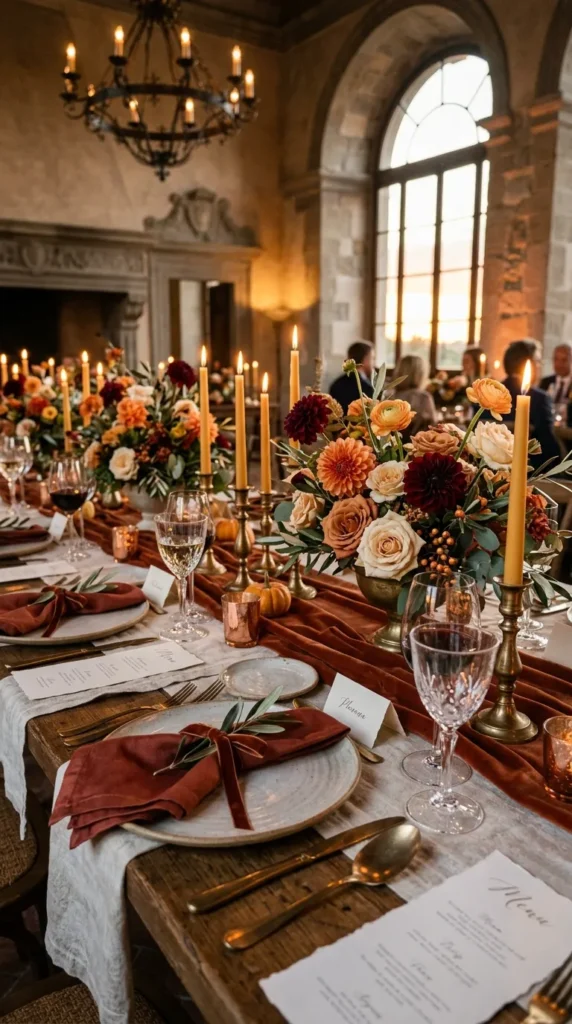 Dress Reception Tables in Velvet and Linen