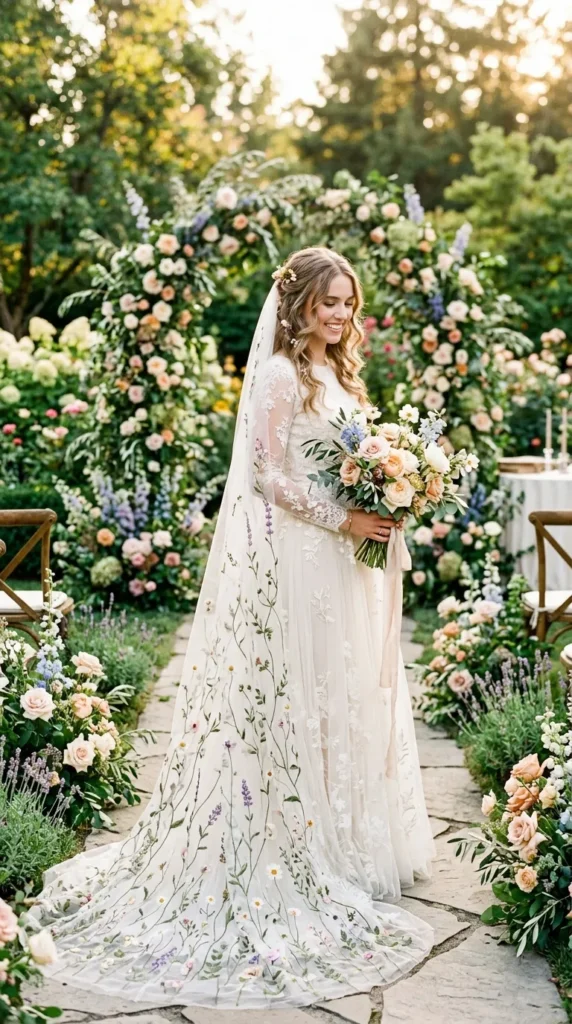 Floral Embroidered Veil