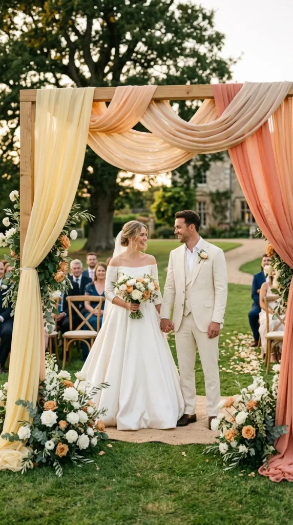Flowing Drapery in Soft Citrus Tones