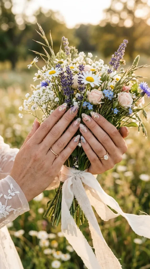 Hand-Painted Wildflower Nails