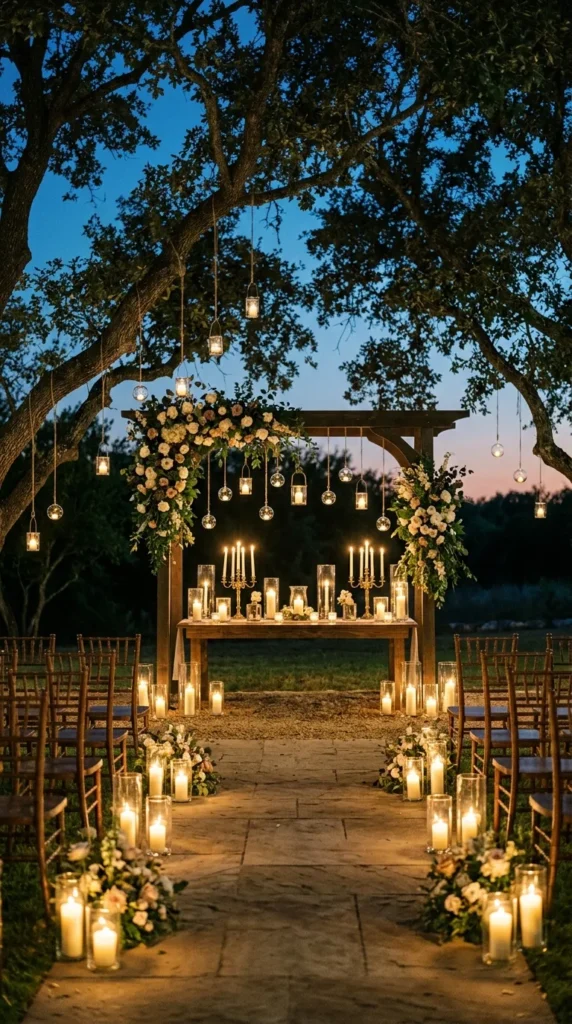 Incorporate Warm Candlelight for Evening Ceremonies