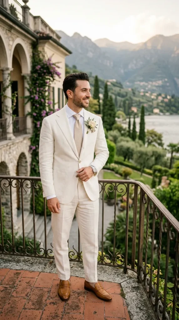 Ivory Suit for Refined Summer Weddings