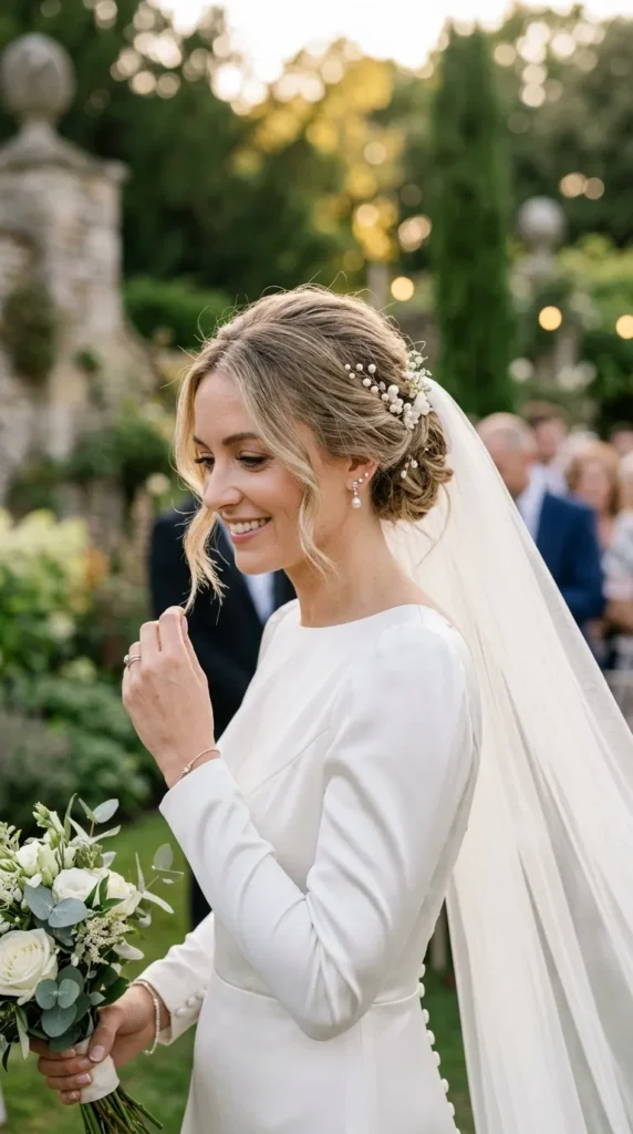 Low Messy Chignon with Wispy Strands