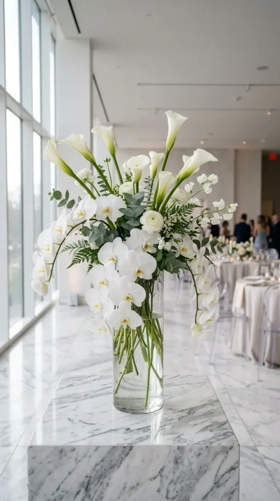 Mix Calla Lilies with White Orchids