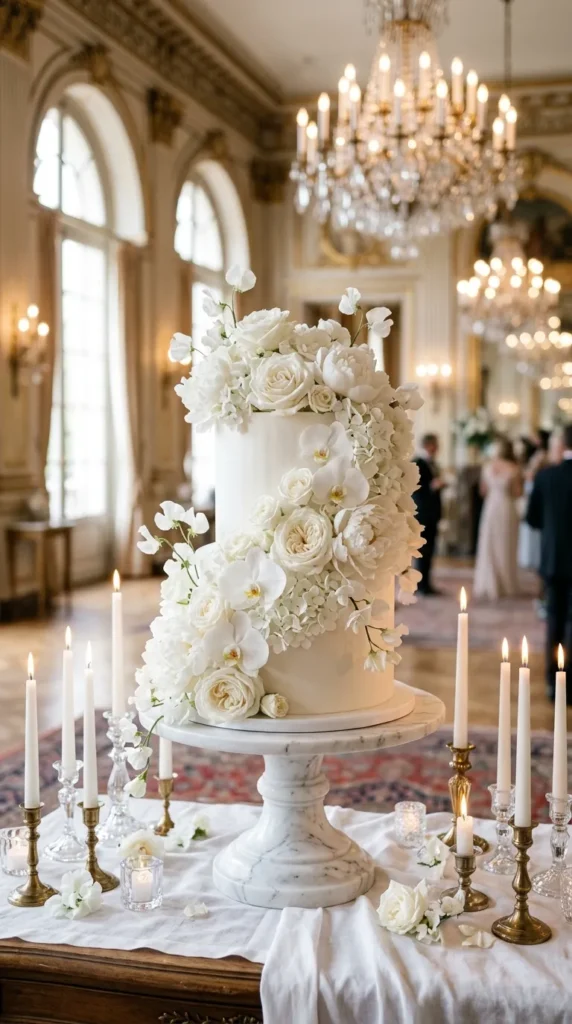 Monochromatic White Floral Cake