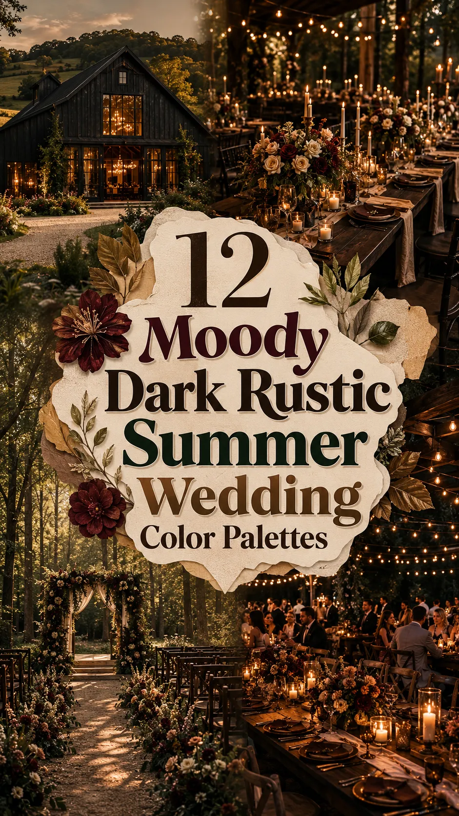 Moody Dark Rustic Summer Wedding Color Palettes