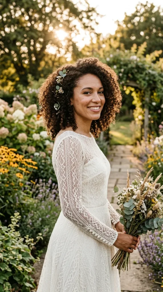 Natural Curly Bridal Hairstyle