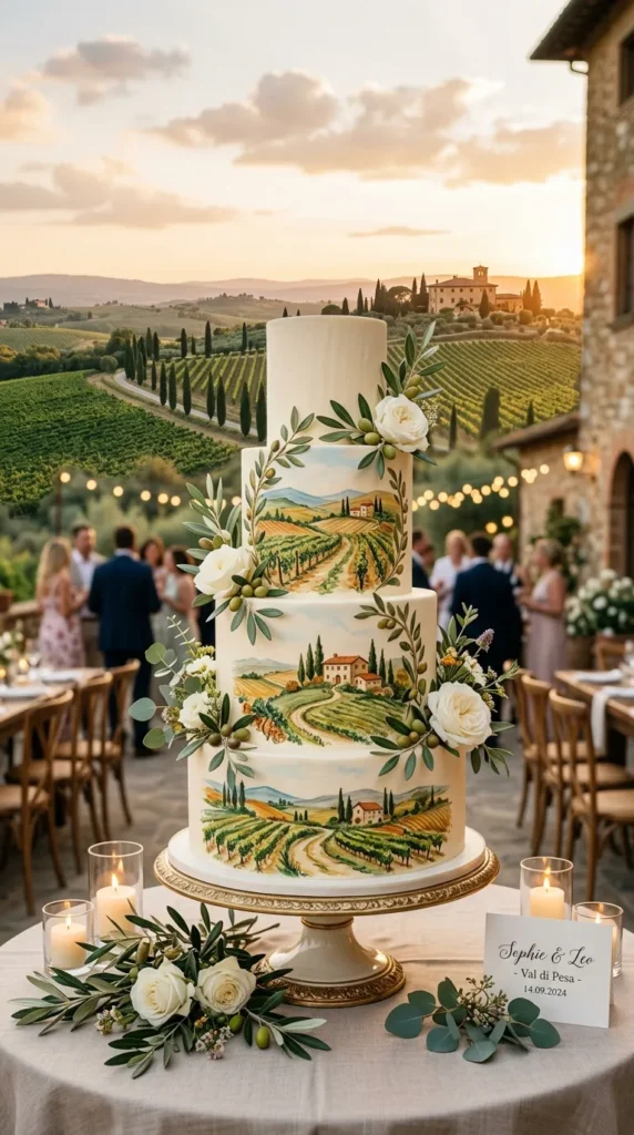 Olive Branch & Tuscan Landscape Cake