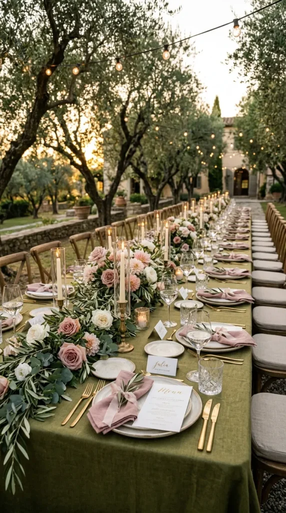 Style Elegant Olive Green Tablescapes